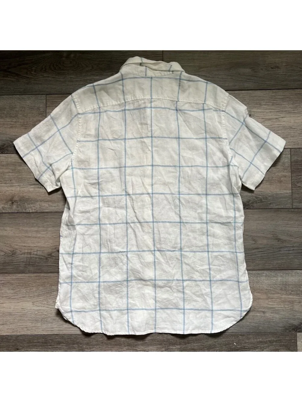 Banana Republic Men's L Short Sleeve Shirt 100% Linen Plaid Camden Fit NEW NWT